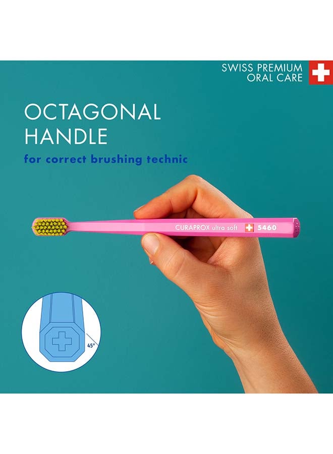 CURAPROX Cs 5460 Ultra-Soft Toothbrush | Bpa-Free Manual Brush For Adults With 5460 Curen® Filaments | Gentle Plaque Removal For Healthier Gums And Teeth – Dark Blue/Yellow, 1 Pack - Image 5